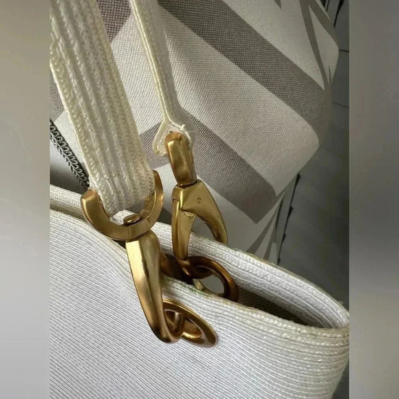 Eric Javits Women's Squishee Tote White Classic Double Strap Gold Hardware - Picture 7 of 16